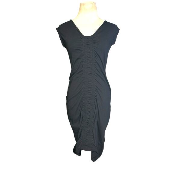 FP Beach black cap sleeves ruched mini dress size Medium - Picture 1 of 15